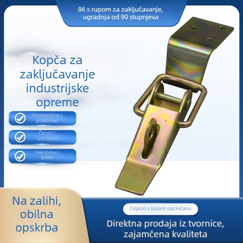 Težak kutija brava s bojom cinkom premazom, 90° kuka i pravokutna kuka, plosnata kopča za industrijske transportne kutije