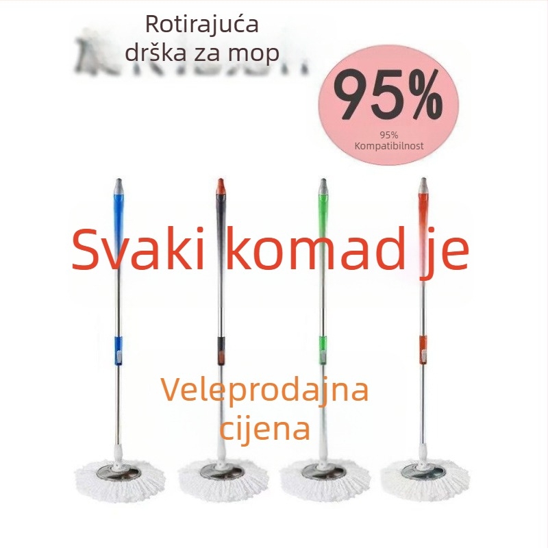 Univerzalni okretni štap za mop od nehrđajućeg čelika, zamjenska glava za mop, čvrst