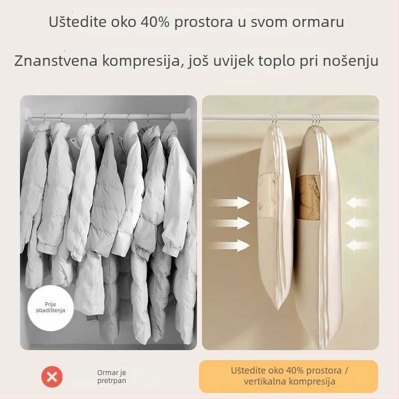 Prozirna vrećica za skladištenje jakne s perjem, visići kompresijski vak, prozirna vrećica za odjeću za kućnu upotrebu