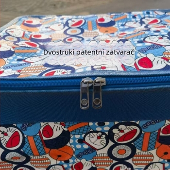 Kutija za pohranu od tkanine s otiskom, velika kapacitet 100 L, dvostruki zatvarači, poklop i čelični prsten, za odjeću i ćebad