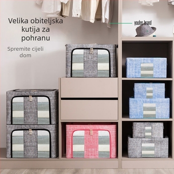 Nova kutija za skladištenje od netkanog materijala za odjeću, organizator garderobe, platnena kutija s ojačanim čeličnim okvirom