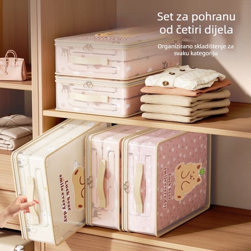 Nova čvrsta prozirna set od četiri torbe za pohranu za kućnu spavaću sobu, velika kapaciteta, otporan na prašinu i vlagu, organizator garderobe s prozirnim prozorom
