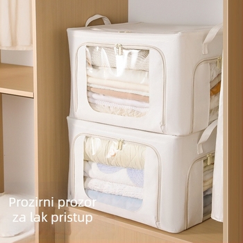 Sklopiva kutija za pohranu od tkanine s dijelovima od PP ploča, za ormar, velik kapacitet, dimenzije 50×40×33 cm.