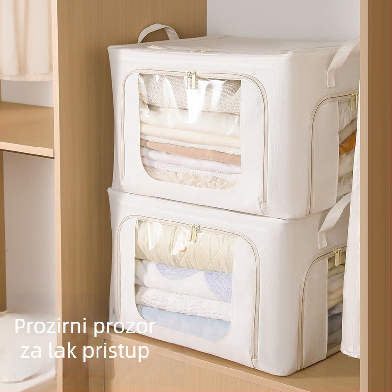 Sklopiva kutija za pohranu od tkanine s dijelovima od PP ploča, za ormar, velik kapacitet, dimenzije 50×40×33 cm.
