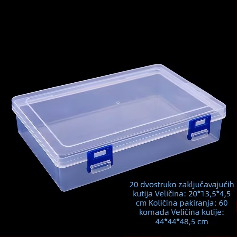 Otklopiva prozirna kutija s 8 pretinaca od PP plastike, za alate, ribolovnu opremu, uredski materijal, manikuru i nakit, s poklopcem