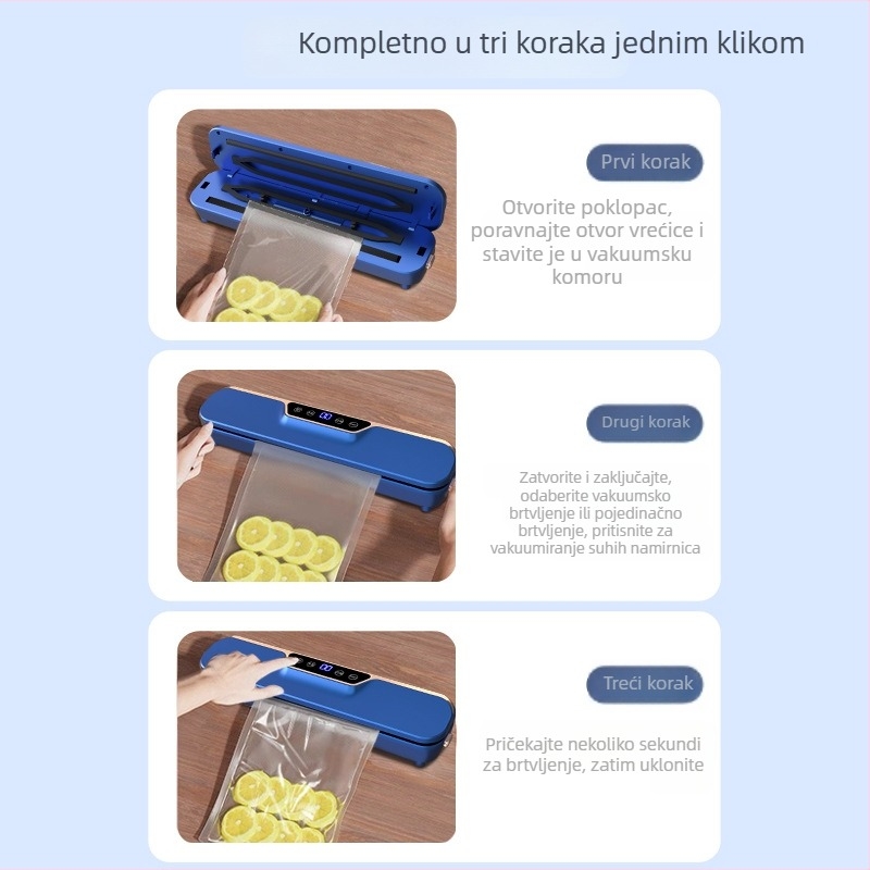 Automatska vakuumska mašina za pakiranje s dodirnim zaslonom, suhi i mokri režimi, višenamjenski vakuumski zatvarač za vrećice