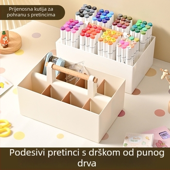 Prijenosna kutija za markere s odjeljcima — plastični stolni organizator