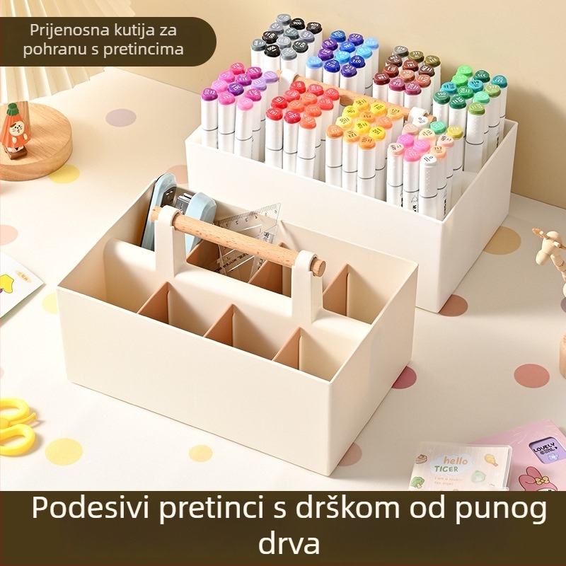 Prijenosna kutija za markere s odjeljcima — plastični stolni organizator