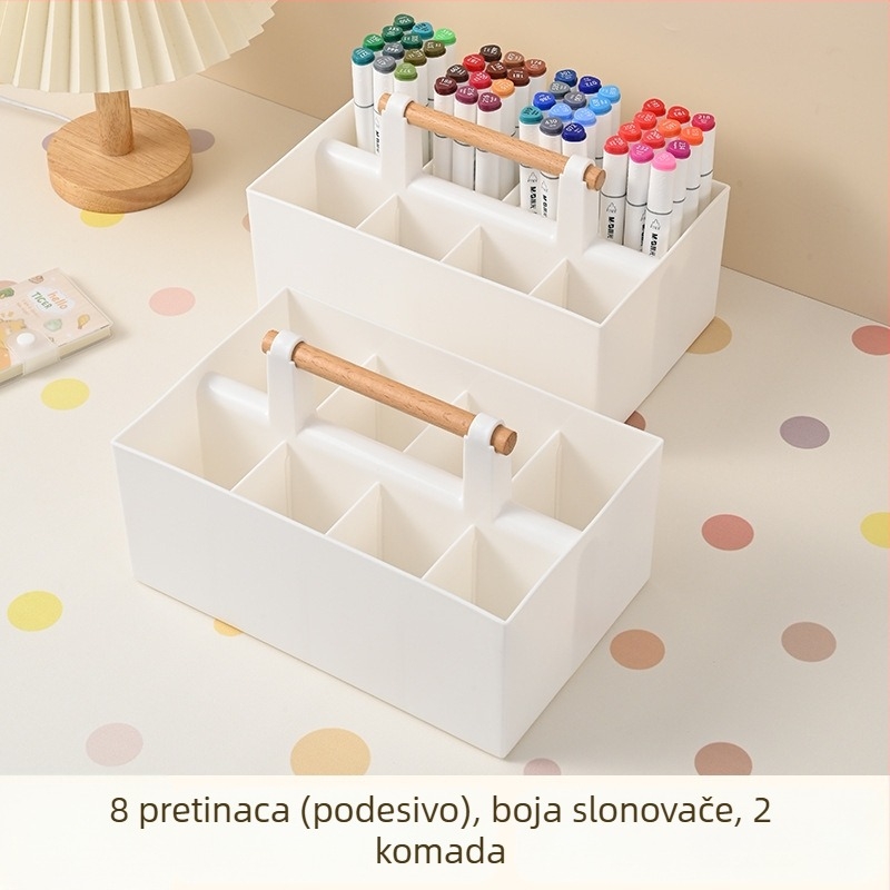 Prijenosna kutija za markere s odjeljcima — plastični stolni organizator