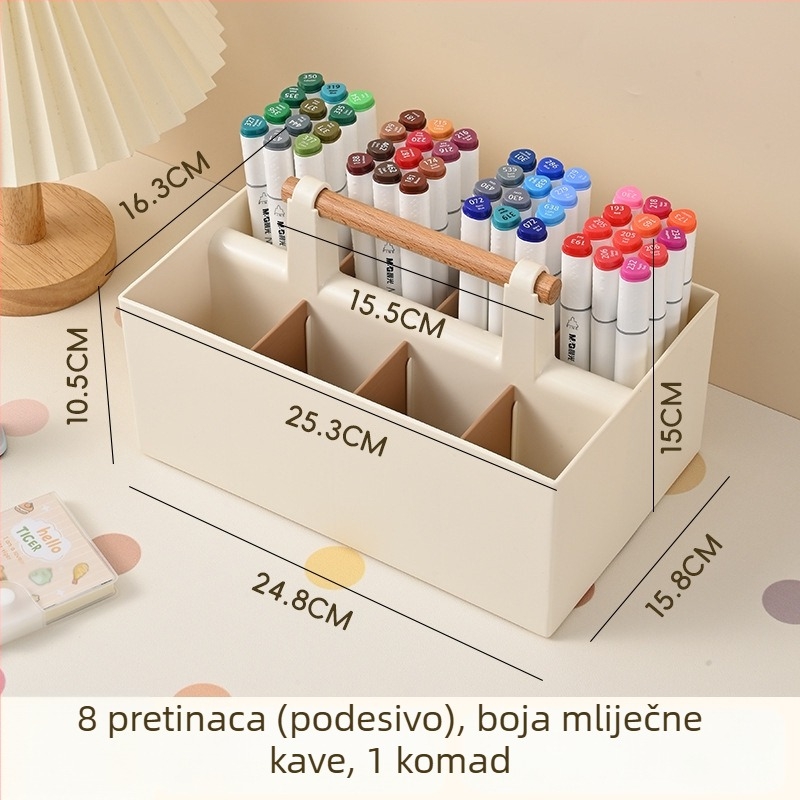 Prijenosna kutija za markere s odjeljcima — plastični stolni organizator
