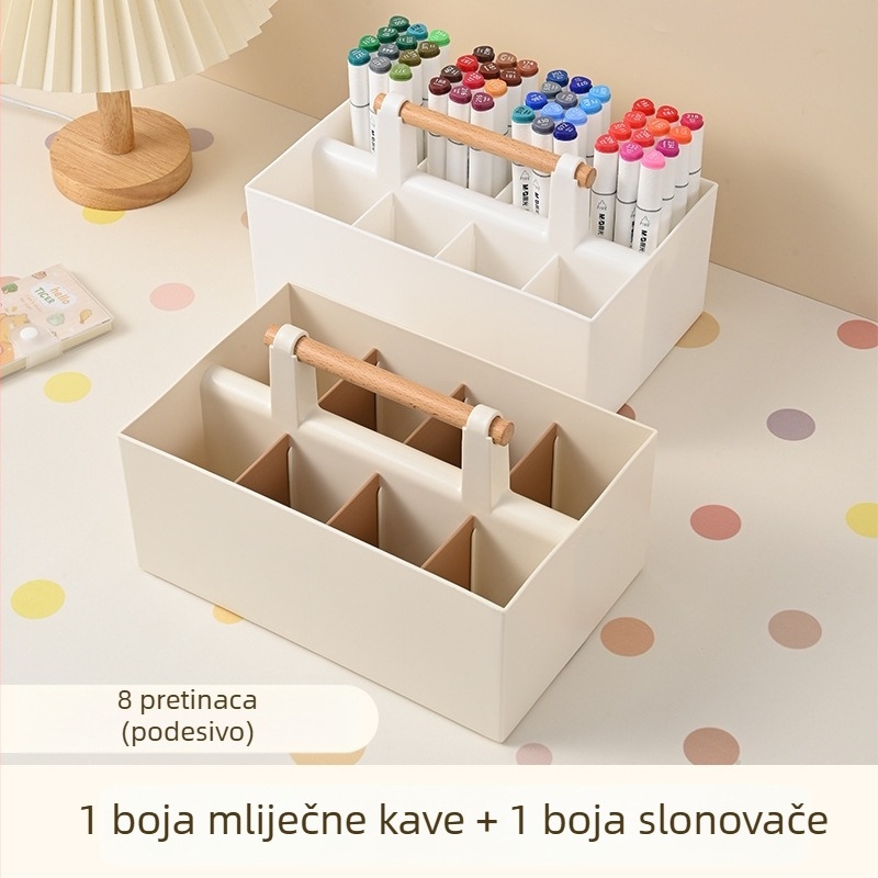 Prijenosna kutija za markere s odjeljcima — plastični stolni organizator