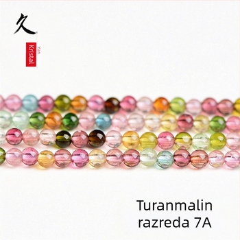 Prirodne 7A turmalinske slobodne perle, male okrugle višebojne perle od turmalina, dijelovi za prsten