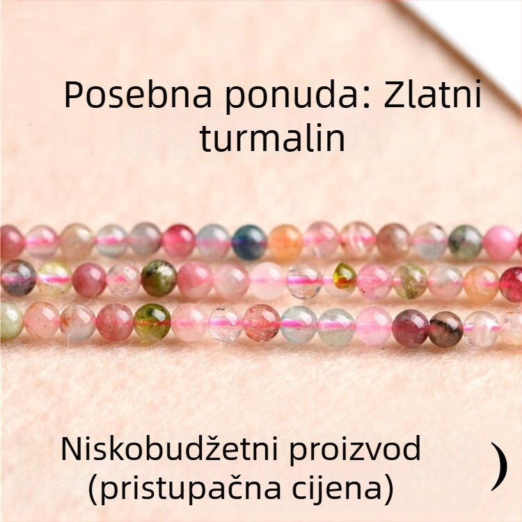 Prirodne 7A turmalinske slobodne perle, male okrugle višebojne perle od turmalina, dijelovi za prsten