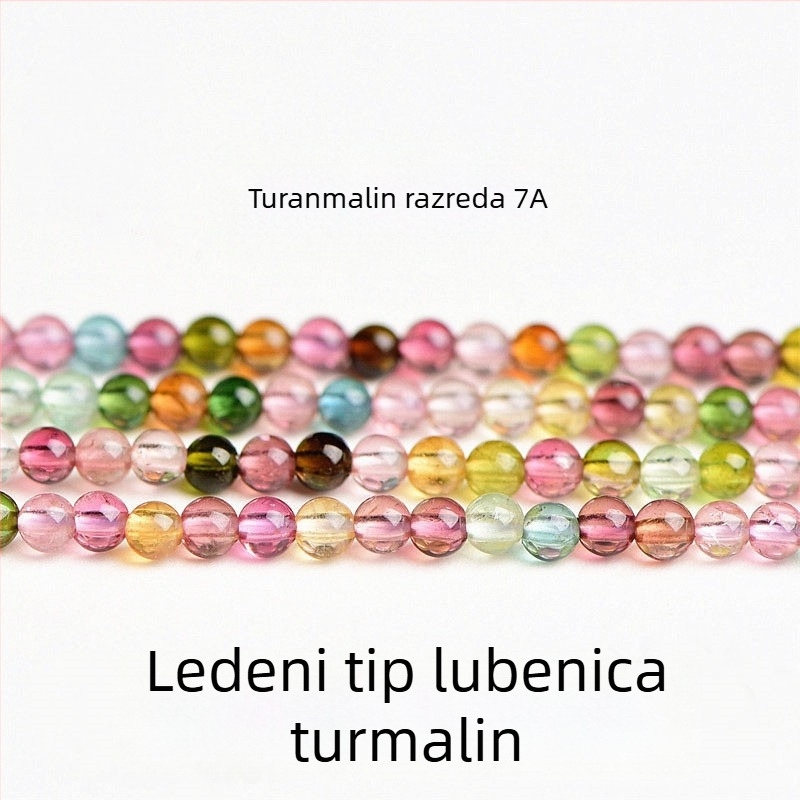 Prirodne 7A turmalinske slobodne perle, male okrugle višebojne perle od turmalina, dijelovi za prsten
