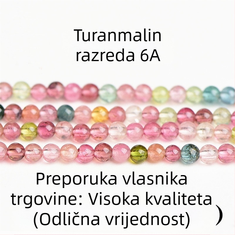 Prirodne 7A turmalinske slobodne perle, male okrugle višebojne perle od turmalina, dijelovi za prsten