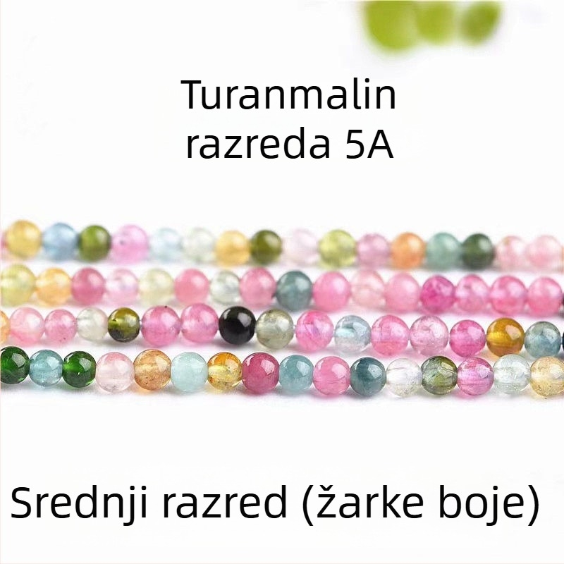 Prirodne 7A turmalinske slobodne perle, male okrugle višebojne perle od turmalina, dijelovi za prsten
