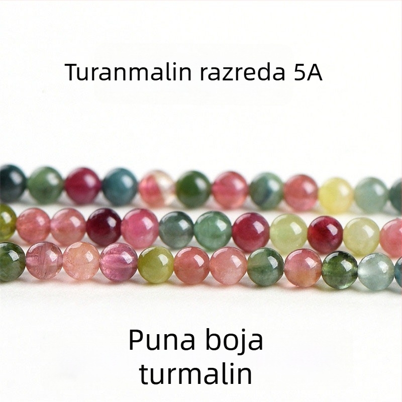 Prirodne 7A turmalinske slobodne perle, male okrugle višebojne perle od turmalina, dijelovi za prsten