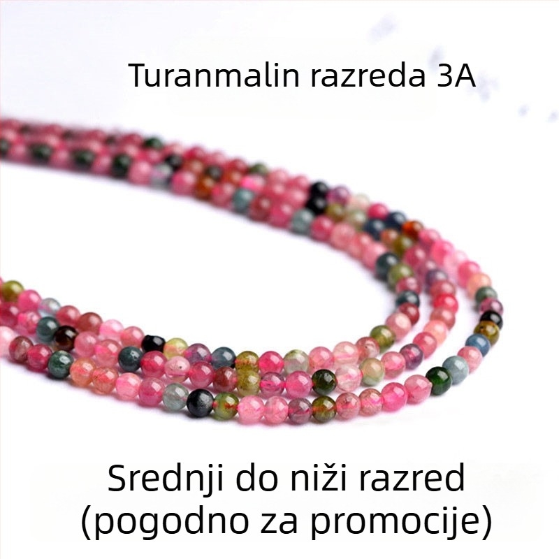 Prirodne 7A turmalinske slobodne perle, male okrugle višebojne perle od turmalina, dijelovi za prsten