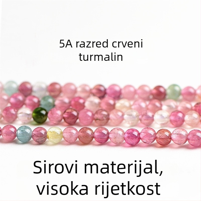 Prirodne 7A turmalinske slobodne perle, male okrugle višebojne perle od turmalina, dijelovi za prsten
