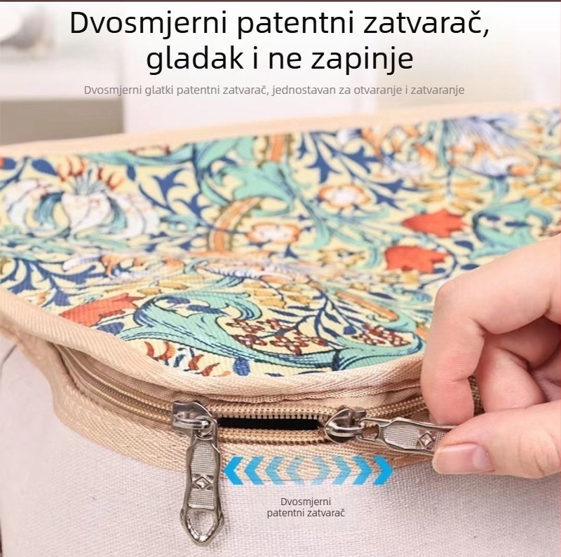 100 L trostruko složena debela platnena kutija za skladištenje s poklopcem i zatvaračem, otporna na vlagu, velika zapremina za odjeću i deke