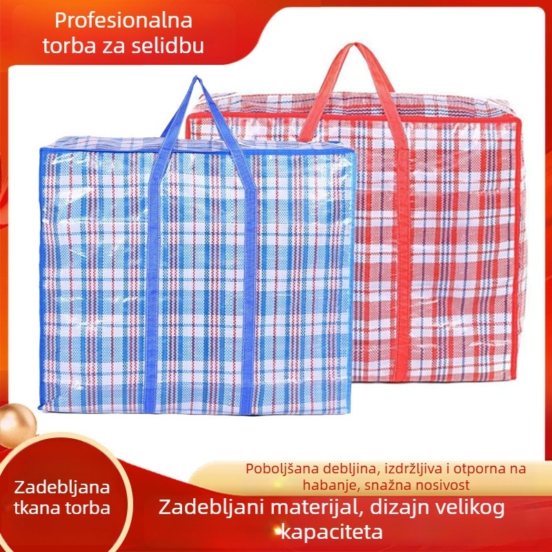 Pojačana torba za preseljenje s kariranim uzorkom, izdržljiva torba za pohranu ćebadi, najlon tkanina