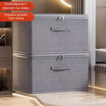 Sklopiva tekstilna kutija za odlaganje odjeće sa ladicom, prašini otporna, prijenosna, dimenzije 49×37×31 cm, kapacitet 40–50 L, poliester, moderni minimalistički stil
