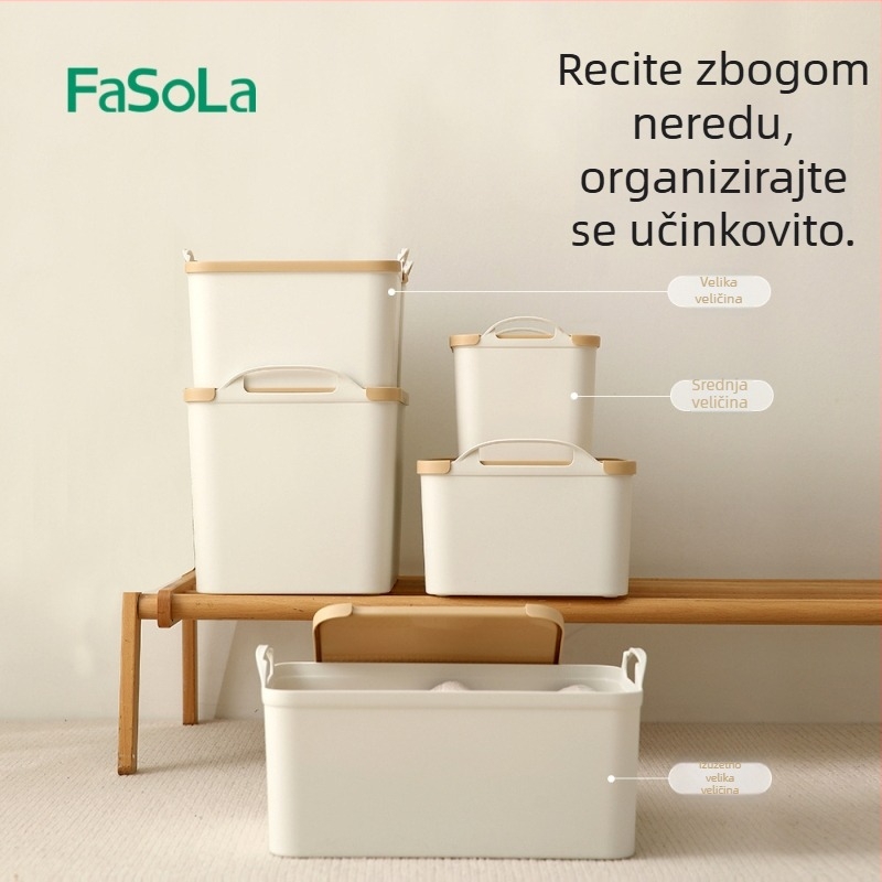FaSoLa Velika plastična kutija za skladištenje za dom – organizator odjeće, deke i igračaka, uz zatvarač tip snap, otporna na prašinu i vlagu, dimenzije 38.2×25.6×26.8 cm, jednobojna, PP materijal