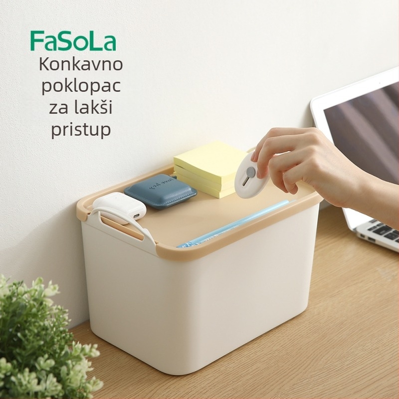 FaSoLa Velika plastična kutija za skladištenje za dom – organizator odjeće, deke i igračaka, uz zatvarač tip snap, otporna na prašinu i vlagu, dimenzije 38.2×25.6×26.8 cm, jednobojna, PP materijal