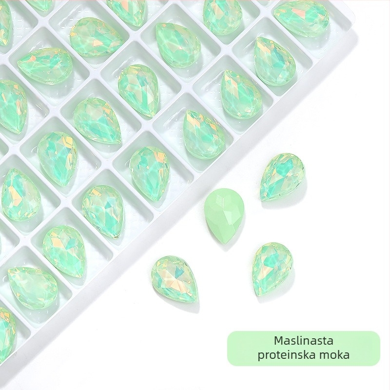Kristalno-stakleni rhinestones u obliku kapljice vode s oštrim dnom za DIY nakit, odjeću, umjetnost noktiju i dodatke za kosu, srednja veličina