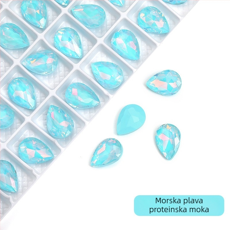 Kristalno-stakleni rhinestones u obliku kapljice vode s oštrim dnom za DIY nakit, odjeću, umjetnost noktiju i dodatke za kosu, srednja veličina