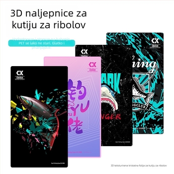 Zaštitna naljepnica za poklop kutije za ribolov, 3D teksturirana kristalna folija, vodootporna i otporna na ogrebotine, personalizirana