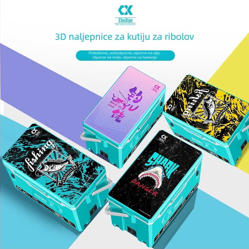 Zaštitna naljepnica za poklop kutije za ribolov, 3D teksturirana kristalna folija, vodootporna i otporna na ogrebotine, personalizirana