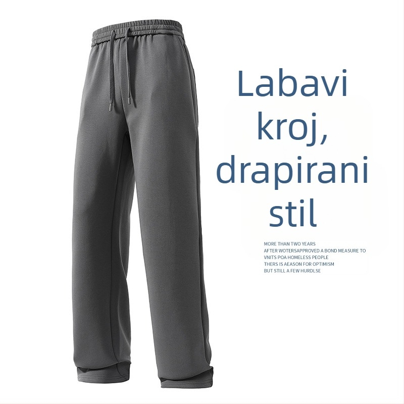 Visoko kvalitetne muške casual hlače s antistatičkim pamukom, prozračna tkanina, široki kroj, ravne nogavice, elastični pojas