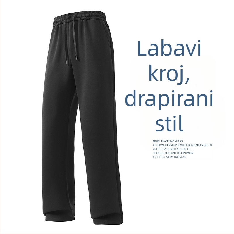 Visoko kvalitetne muške casual hlače s antistatičkim pamukom, prozračna tkanina, široki kroj, ravne nogavice, elastični pojas