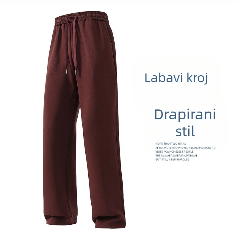 Visoko kvalitetne muške casual hlače s antistatičkim pamukom, prozračna tkanina, široki kroj, ravne nogavice, elastični pojas