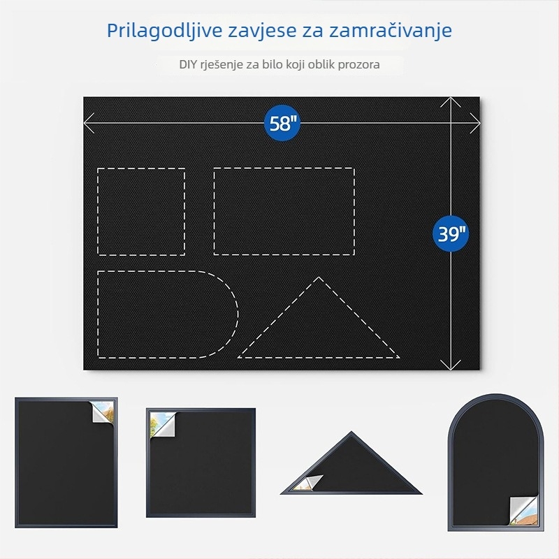 WINTAPE Prijenosna samoljepljiva zavjesa za zatamnjivanje prozora – sa srebrnim premazom, pogodna za spavaću sobu, kupaonicu ili studentski dom, putovanja, moderan minimalistički dizajn