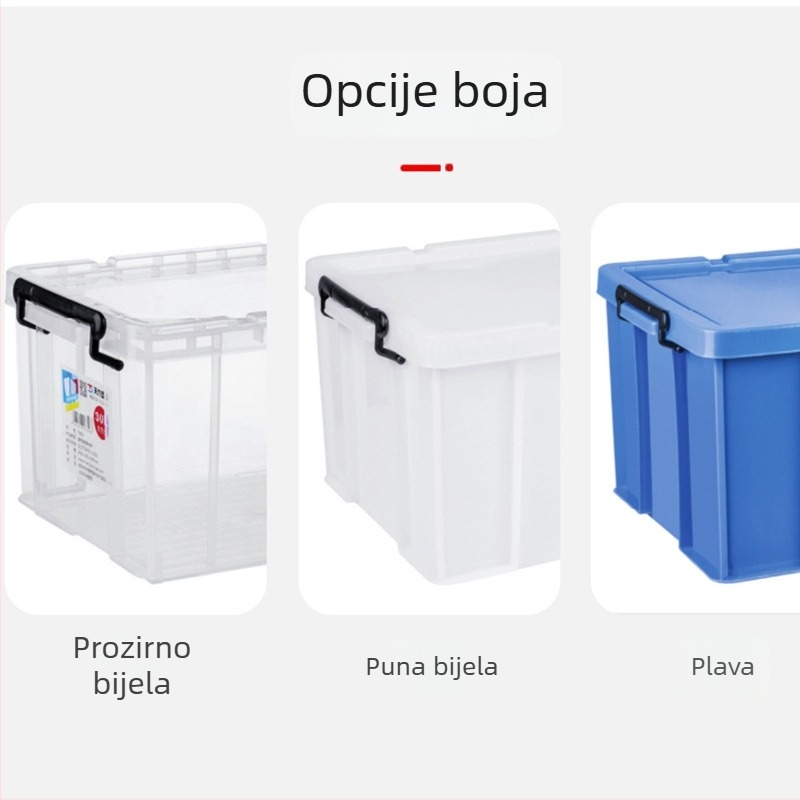 Velika prozirna plastična kutija za pohranu odjeće, pokrivača, igračaka i ostalih predmeta – 65 litara