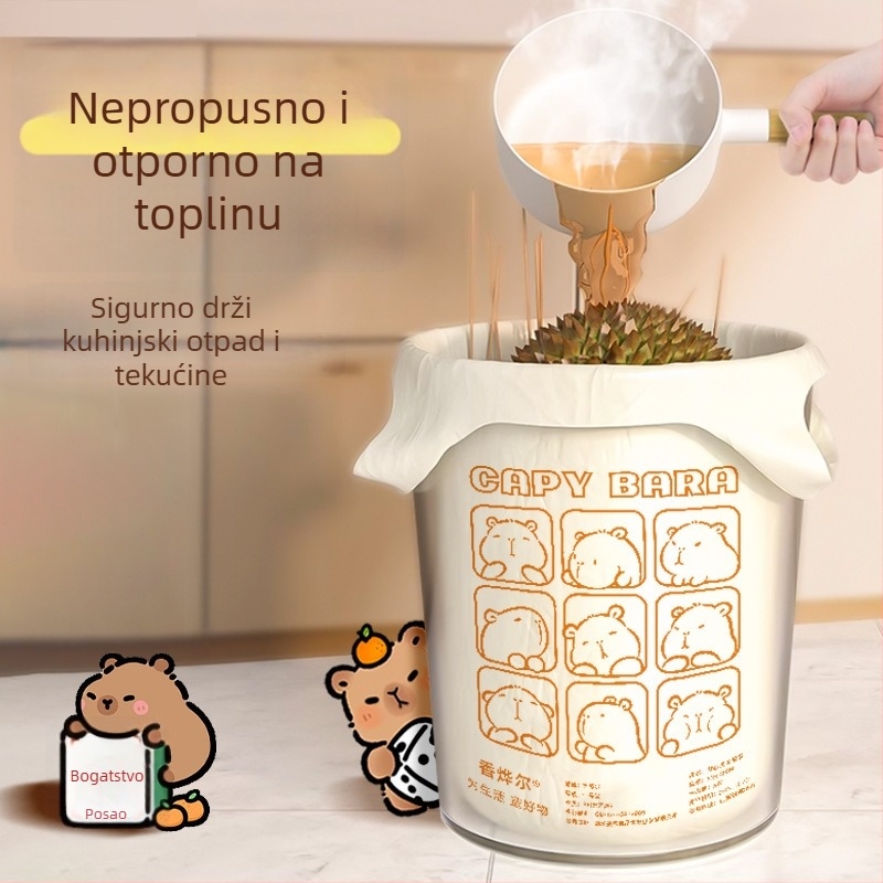Kapibara vreće za smeće, otporne na kidanje, kućna upotreba, prijenosne, debele, velike veličine, za dom i studentsku kuhinju