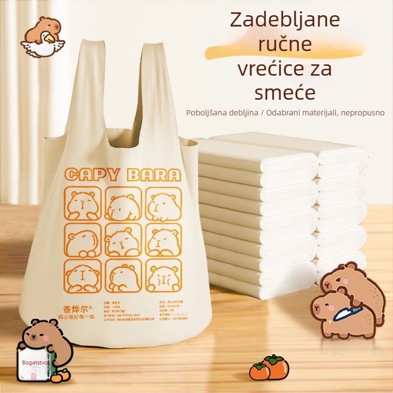 Kapibara vreće za smeće, otporne na kidanje, kućna upotreba, prijenosne, debele, velike veličine, za dom i studentsku kuhinju
