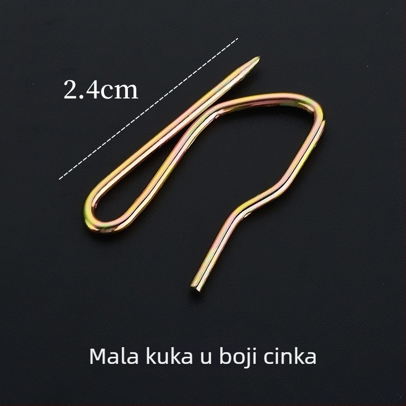 Željezni kuki za zavjese – set s S-kukom, šiljaste kukice, metalni zavjesni dodaci s šarenim cinkovim premazom i platnenim remenom, mali šiljasti kuk