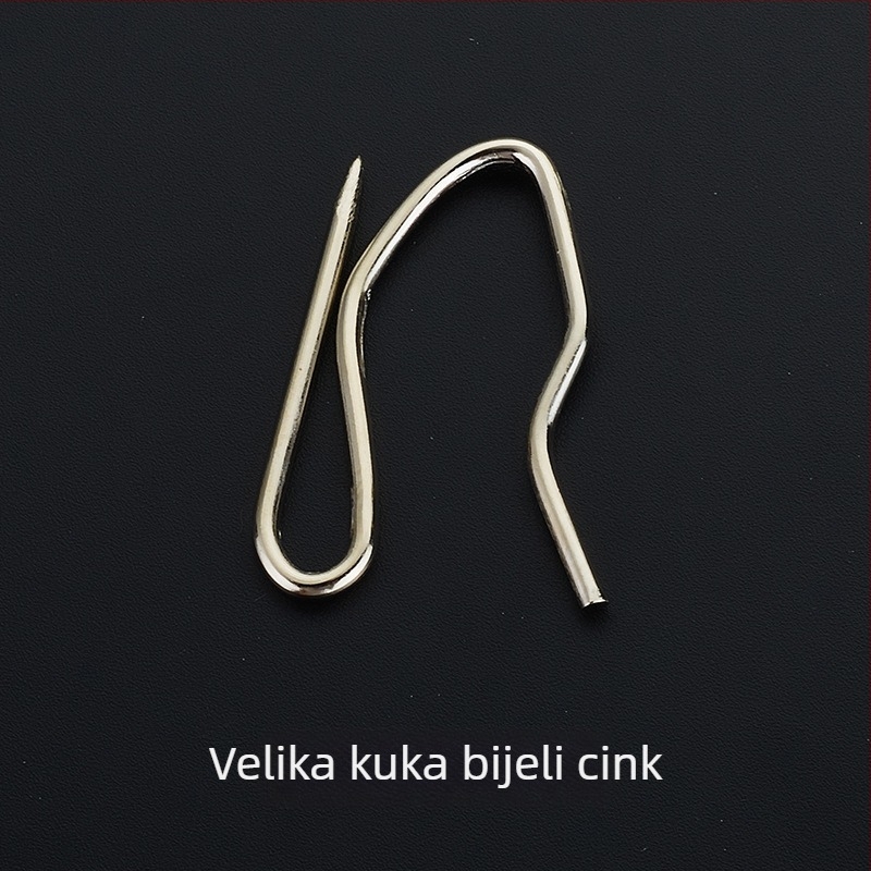 Željezni kuki za zavjese – set s S-kukom, šiljaste kukice, metalni zavjesni dodaci s šarenim cinkovim premazom i platnenim remenom, mali šiljasti kuk