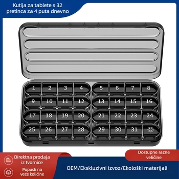 Prijenosna kutija za lijekove s četiri odjeljka za dnevnu dozu, mini putna kutija za sedmodnevno skladištenje sa zatvorenim poklopcem