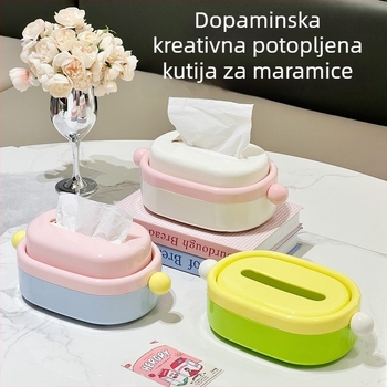 Plastična kutija za maramice s automatskim podizanjem, krem boja, velika zapremina, elegantan dizajn za dnevni boravak