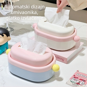 Plastična kutija za maramice s automatskim podizanjem, krem boja, velika zapremina, elegantan dizajn za dnevni boravak