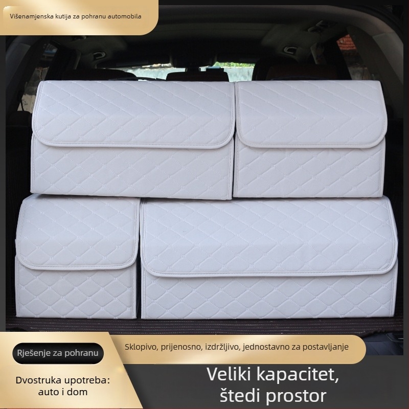 Bijeli sklopivi organizator za prtljažnik automobila