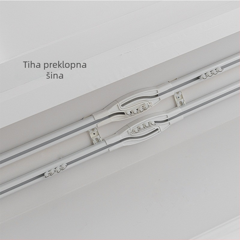 Aluminijska tračnica za zavjese od aluminijske legure, otporna na propuštanje svjetla, tiha, ravna i križna tračnica, ojačana, gornja i bočna montaža, jednoslojna i dvostruka klizna tračnica, nova