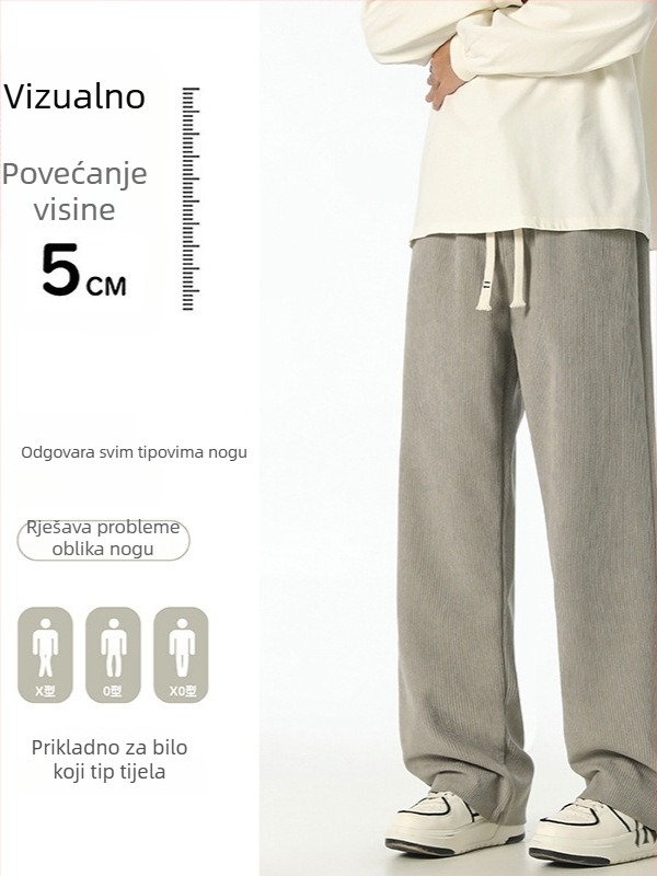 Muške hlače od corduroya s ravnim krojem, s remenom, japanski stil, jesen 2024