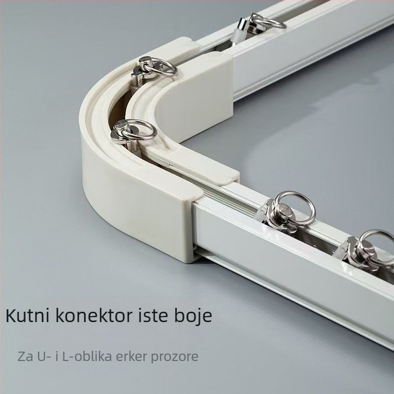 Adapter za zavjesnu šinu, 90° kut, ultra-tanka ravna šina za unutarnje otvaranje prozora