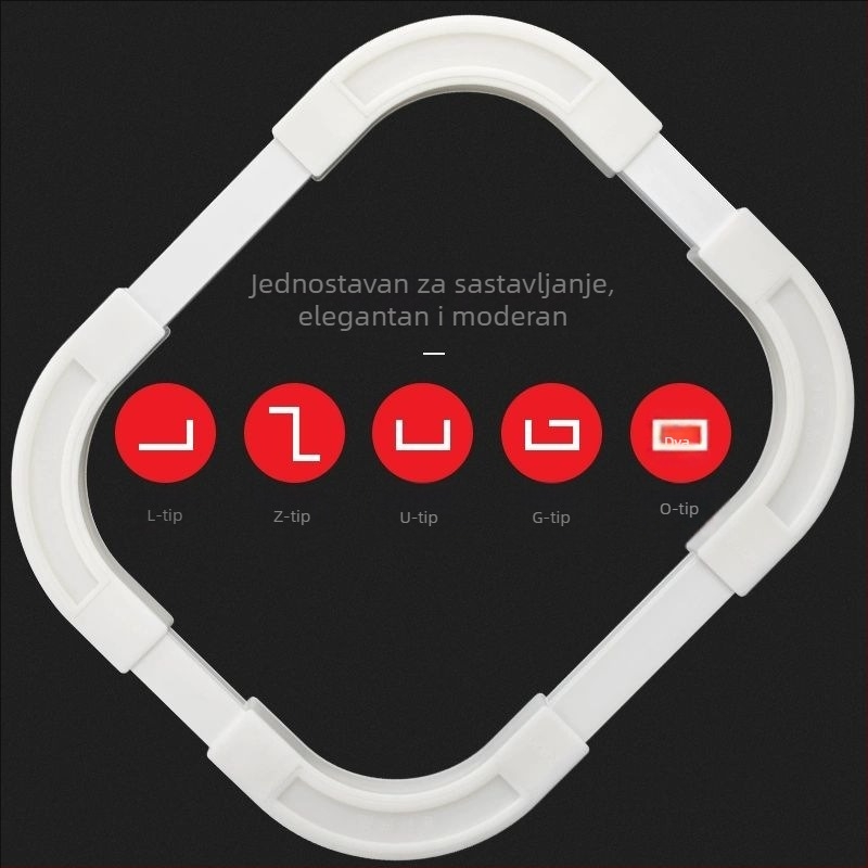 Adapter za zavjesnu šinu, 90° kut, ultra-tanka ravna šina za unutarnje otvaranje prozora