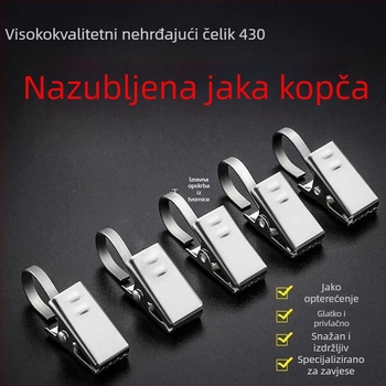 Otporan klips za zavjese od nehrđajućeg čelika, dodaci za zavjese, kućna kuka s prstenom za vješanje i prsten za zavjesu